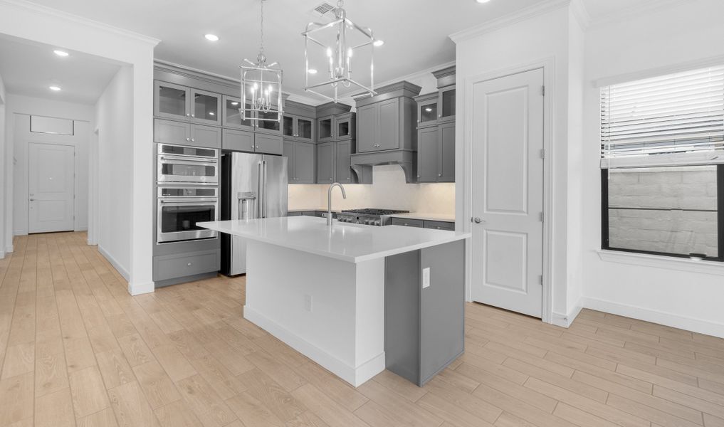 Kitchen with pendant lighting