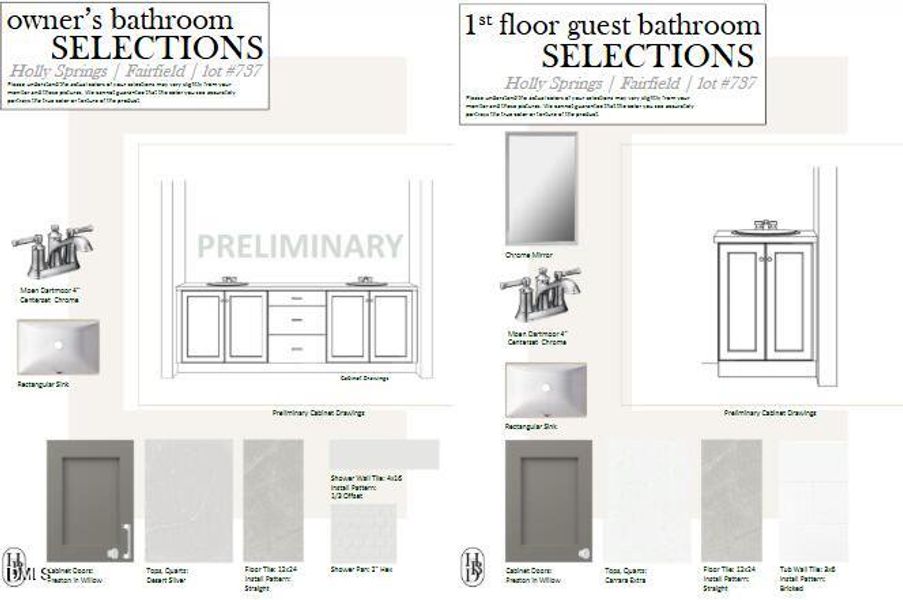 Owner and Guest Bath Selections