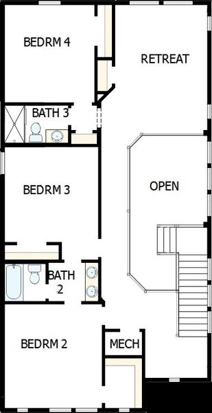 2D floor plan layout of this home in Revel Crossing at Wolf Ranch - The Panorama Collection, Colorado Springs, CO (Image 5).