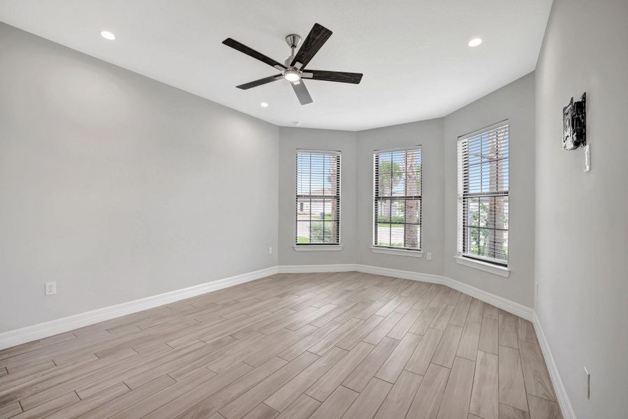 Bedroom 2 overlooking front with smart fan