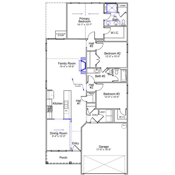 2D floor plan layout of this home in Creekside Ridge, Batesburg-Leesville, SC (Image 3).