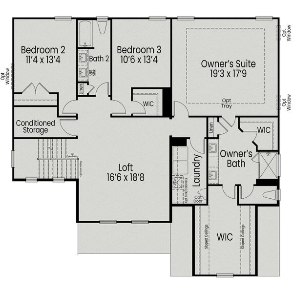 2D floor plan layout for the The Crawford by Davidson Homes LLC in Springvale South, Fuquay Varina, NC (Image 4). 2D floor plan layout for the The Crawford by Davidson Homes LLC in Springvale South, Fuquay Varina, NC (Image 4).