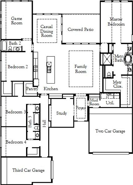 2D floor plan layout of this home in Painted Tree, McKinney, TX (Image 3).