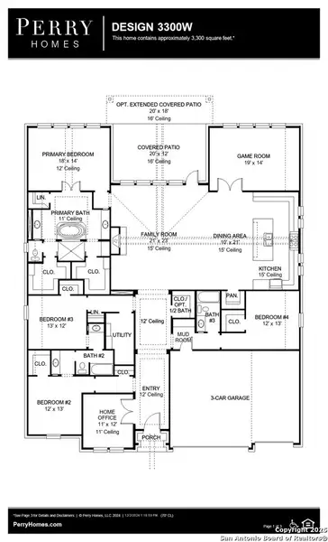 2D floor plan layout of this home in The Dominion 70', San Antonio, TX (Image 4).