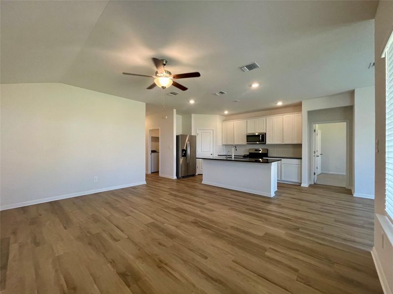 Island kitchen open to the living