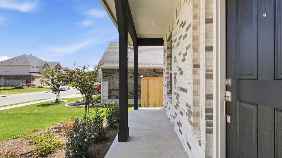 Exterior details and patio area of a home in Creeks Crossing, Elgin (Image 2). Exterior details and patio area of a home in Creeks Crossing, Elgin (Image 2).