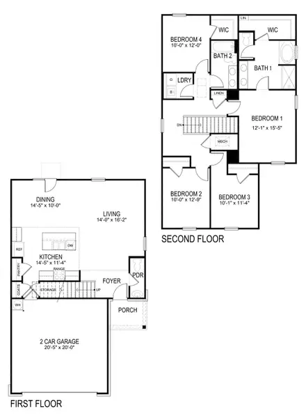 2D floor plan layout of this home in Pointe Park, Union City, GA (Image 2). 2D floor plan layout of this home in Pointe Park, Union City, GA (Image 2).