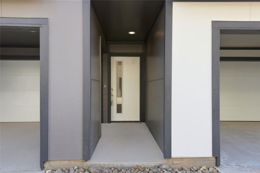 A sleek front entrance door that creates a stylish and inviting first impression.