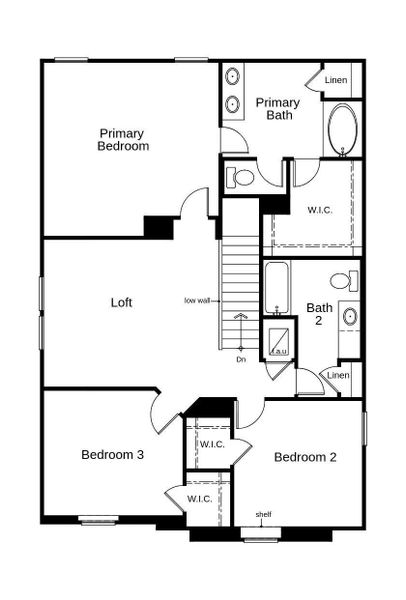 This floor plan features 3 bedrooms, 2 full baths, 1 half bath and over 2,000 square feet of living space.
