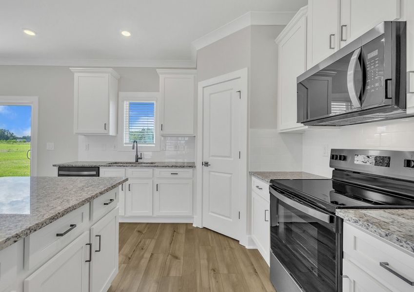 Angled-view of the kitchen.