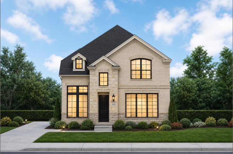 Representative exterior photo of a completed home built from the Royal Evelyn by Grand Homes in Edgewater, Fate, TX (Image 19). Representative exterior photo of a completed home built from the Royal Evelyn by Grand Homes in Edgewater, Fate, TX (Image 19).