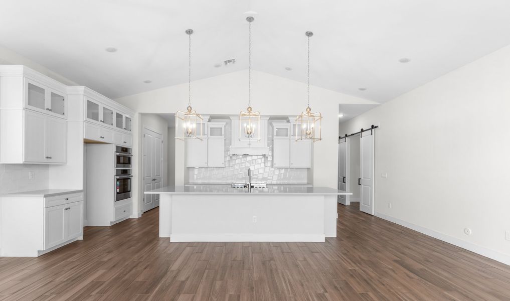 Kitchen with pendant lighting