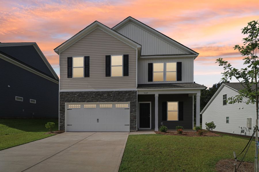 Representative exterior photo of a completed home built from the Kingston ll by Great Southern Homes in Portrait Hills, Aiken, SC (Image 24).