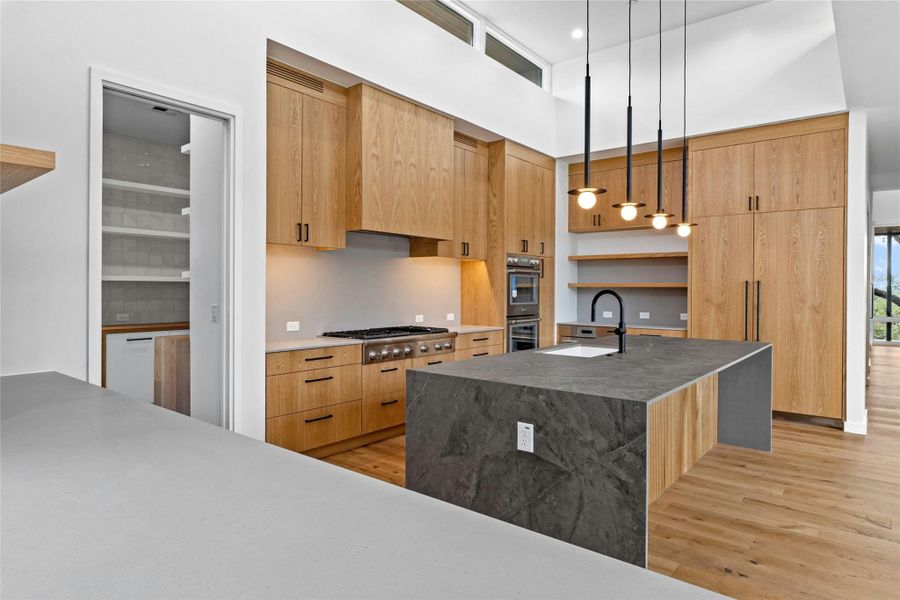 View of the main kitchen and entrance to Bulters Pantry from the Casual Dining.