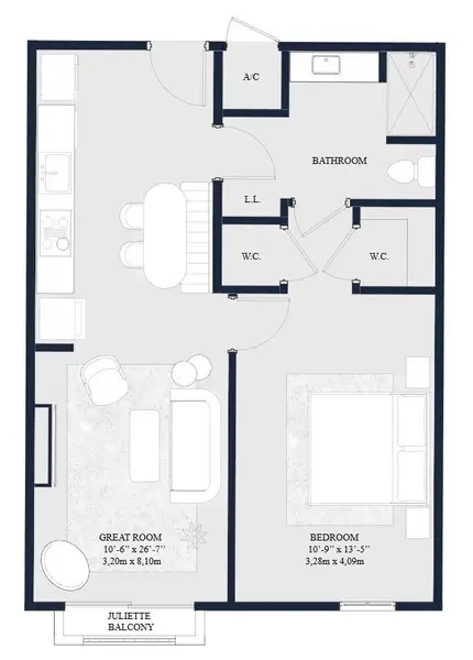 2D floor plan layout for the UNIT 07 by Roger Development Group in The Avenue Coral Gables, Coral Gables, FL (Image 1).