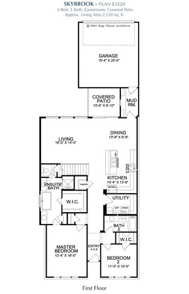2D floor plan layout for the Skybrook by Landon Homes in Fields - East Village, Frisco, TX (Image 3).