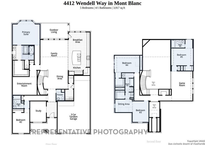 2D floor plan layout of this home in Mont Blanc, Schertz, TX (Image 2).