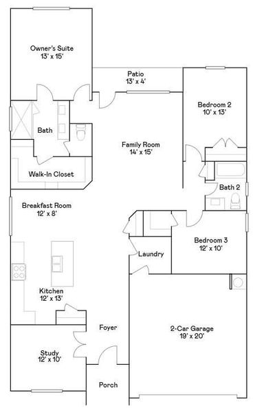 2D floor plan layout of this home in Legacy, League City, TX (Image 3).