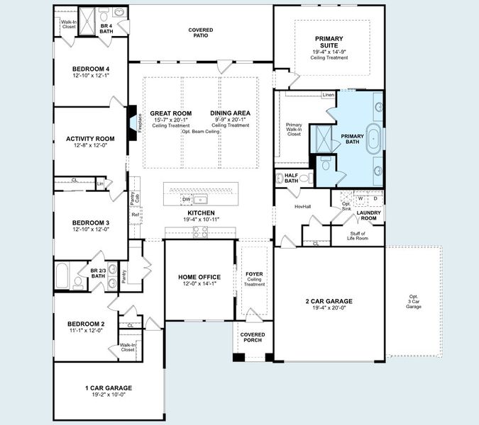 2D floor plan layout of this home in Grand Oaks, Mont Belvieu, TX (Image 4). 2D floor plan layout of this home in Grand Oaks, Mont Belvieu, TX (Image 4).