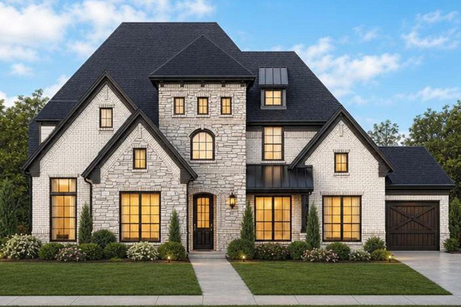 Representative exterior photo of a completed home built from the Grand South Pointe 3 Car Garage by Grand Homes in Heath Golf & Yacht Club, Heath, TX (Image 22).