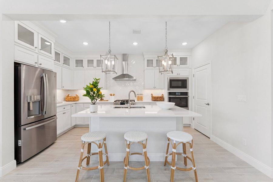 Kitchen with center island and pendant lighting