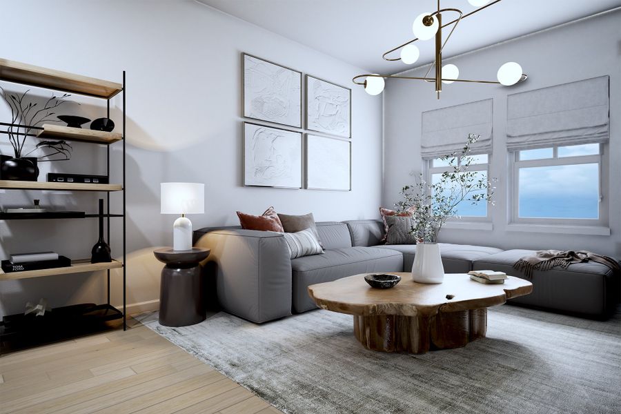 Representative furnished interior of a home built from the The Primrose by David Weekley Homes in Headwaters 50' - Executive Series, Dripping Springs (Image 6). Representative furnished interior of a home built from the The Primrose by David Weekley Homes in Headwaters 50' - Executive Series, Dripping Springs (Image 6).