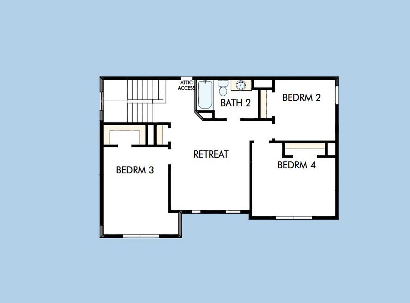 2D floor plan layout for the The Satinwood by David Weekley Homes in Hidden Springs - The Village Collection, Smyrna, TN (Image 4).