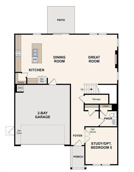 2D floor plan layout of this home in Hawthorne Reserve, Dallas, GA (Image 3).