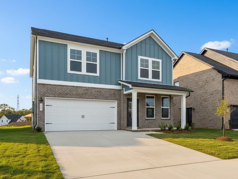 Front exterior of a new home in Woods Crossing, Gallatin, TN, highlighting curb appeal (Image 24).