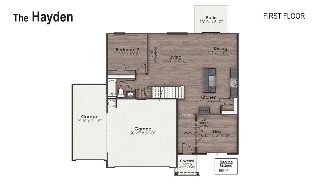 2D floor plan layout of this home in Sidbury Station, Castle Hayne, NC (Image 4).