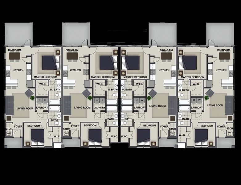 2D floor plan layout for the Bradley by Riverstone Construction, LLC in Bellingham Townhomes, Cleveland, TN (Image 5).