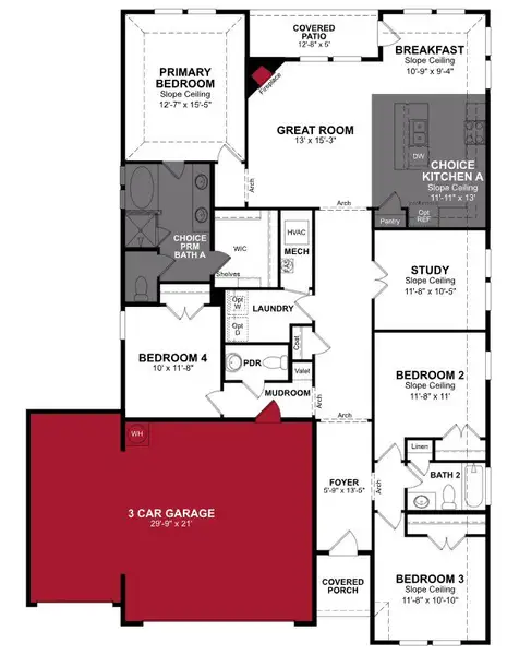 2D floor plan layout of this home in Brookville Estates, Forney, TX (Image 3).