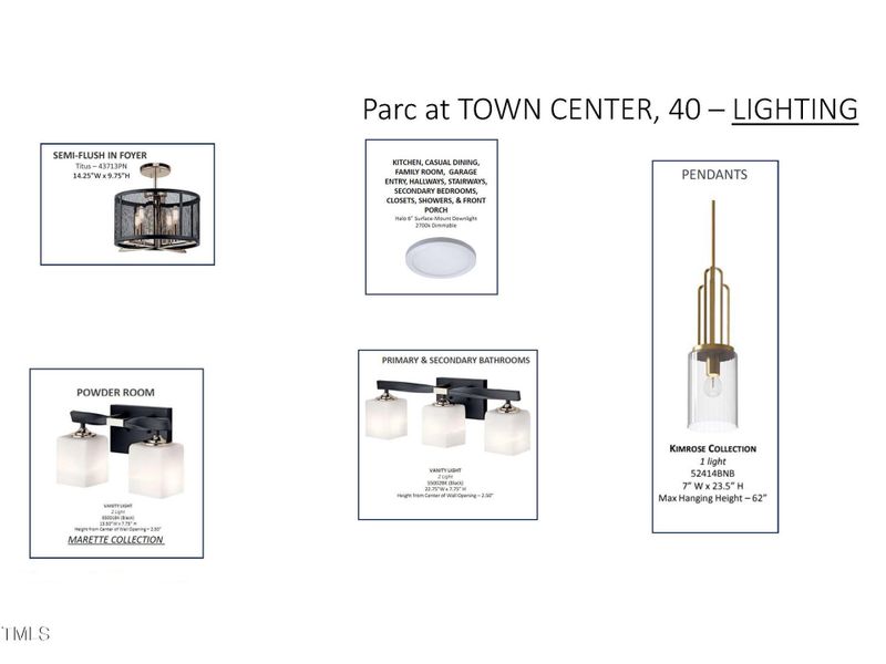 PTC 40 Lighting Selections