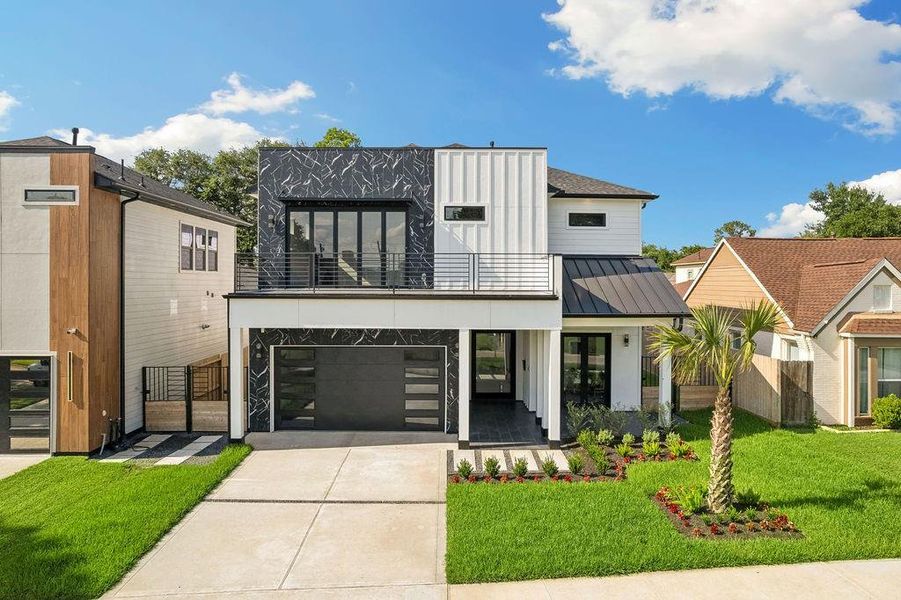 Front exterior of a new home in , Houston, TX, highlighting curb appeal (Image 1). Front exterior of a new home in , Houston, TX, highlighting curb appeal (Image 1).