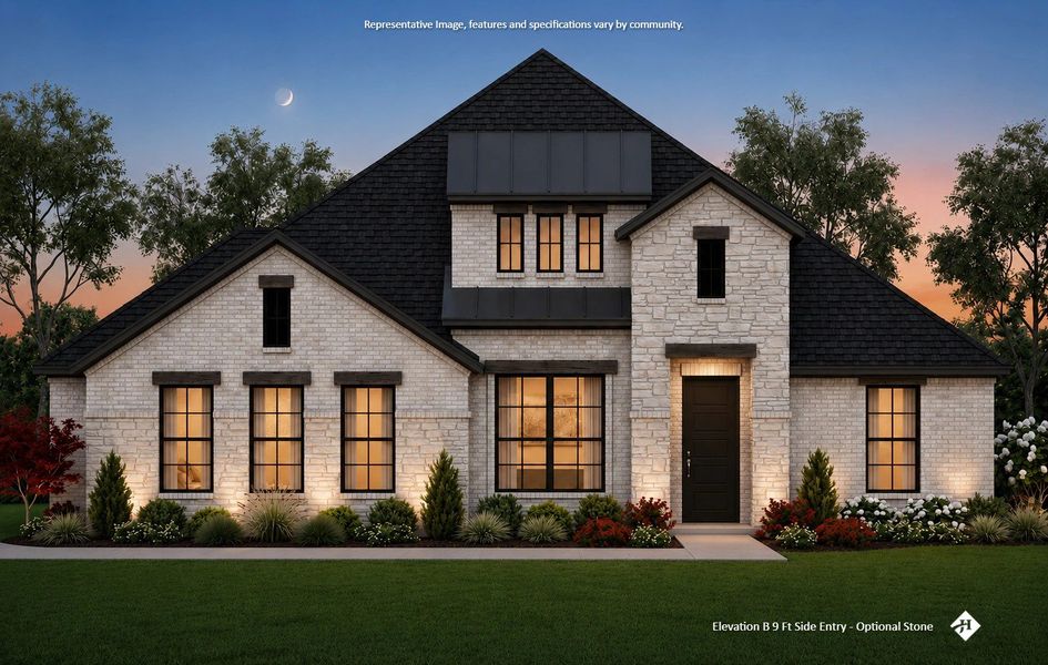 Front exterior of a new home in Redden Farms - Phase 1, Midlothian, TX, highlighting curb appeal (Image 15). Front exterior of a new home in Redden Farms - Phase 1, Midlothian, TX, highlighting curb appeal (Image 15).