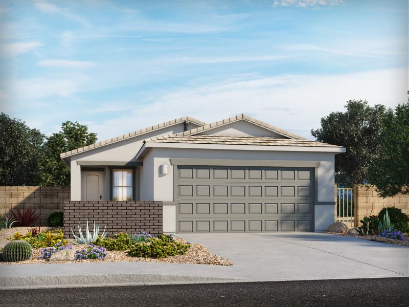 Representative exterior photo of a completed home built from the Onyx by Meritage Homes in Summerstone II, Tucson, AZ (Image 9). Representative exterior photo of a completed home built from the Onyx by Meritage Homes in Summerstone II, Tucson, AZ (Image 9).