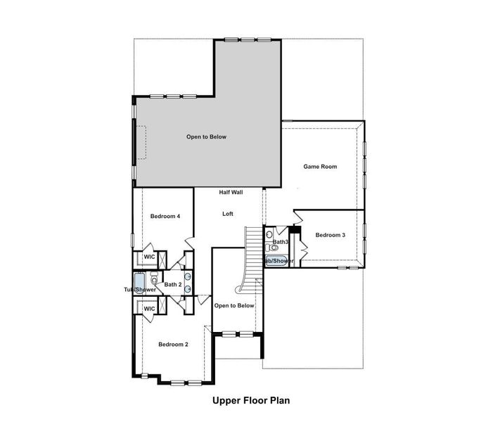 Visualize potential layouts and spatial flow with this comprehensive upper floor plan. Visualize potential layouts and spatial flow with this comprehensive upper floor plan.