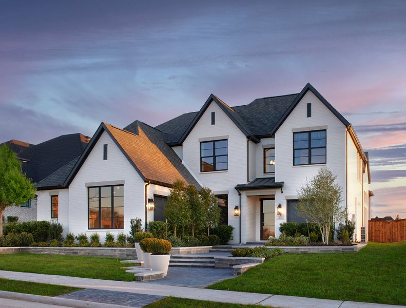 Representative exterior photo of a completed home built from the Huntington - SH 5426 by Shaddock Homes in Ridgeline, McKinney, TX (Image 26). Representative exterior photo of a completed home built from the Huntington - SH 5426 by Shaddock Homes in Ridgeline, McKinney, TX (Image 26).