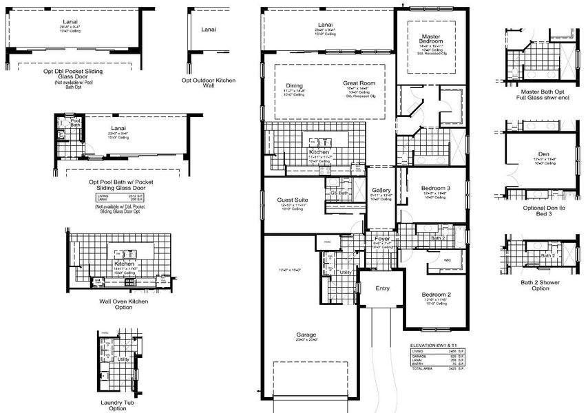 2D floor plan layout for the Harvest 3 by Neal Communities in SkySail, Naples, FL (Image 5).