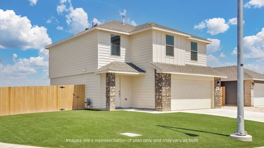Front exterior of a new home in Deer Meadows, Odessa, TX, highlighting curb appeal (Image 2). Front exterior of a new home in Deer Meadows, Odessa, TX, highlighting curb appeal (Image 2).