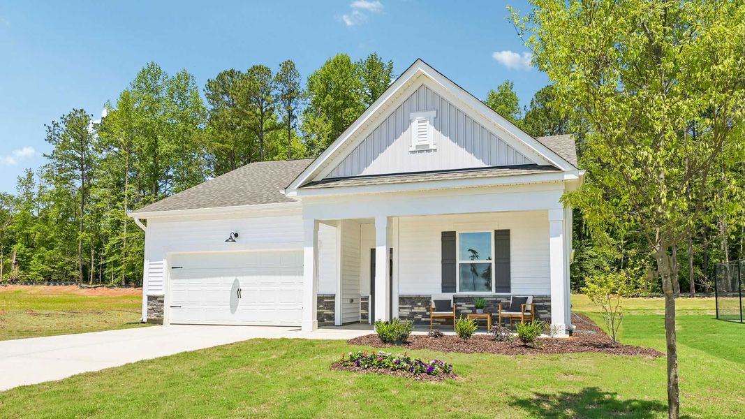 Representative exterior photo of a completed home built from the Cali by D.R. Horton in The Villas at Laurel Oaks, Sanford, NC (Image 26). Representative exterior photo of a completed home built from the Cali by D.R. Horton in The Villas at Laurel Oaks, Sanford, NC (Image 26).