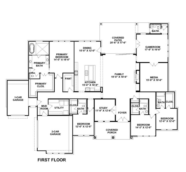 2D floor plan layout of this home in Bentwood Farms, Montgomery, TX (Image 2).