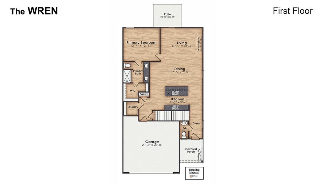 2D floor plan layout of this home in Vineyard Trail, Jacksonville, NC (Image 5).
