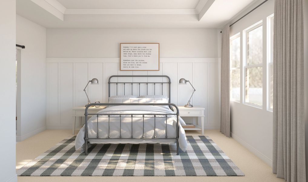 Primary suite with decorative feature wall