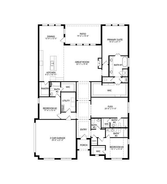 2D floor plan layout for the Brazos SE by Sandlin Homes in Joshua Meadows, Joshua, TX (Image 2). 2D floor plan layout for the Brazos SE by Sandlin Homes in Joshua Meadows, Joshua, TX (Image 2).