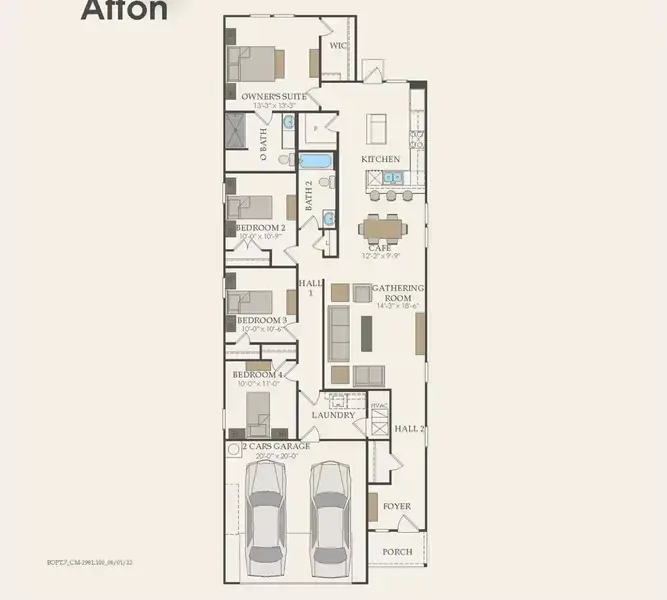 2D floor plan layout of this home in The Pines At Seven Coves, Conroe, TX (Image 1).