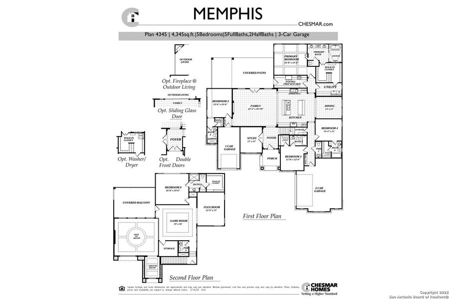 2D floor plan layout of this home in Heimer Estates at Garden Ridge, San Antonio, TX (Image 3).