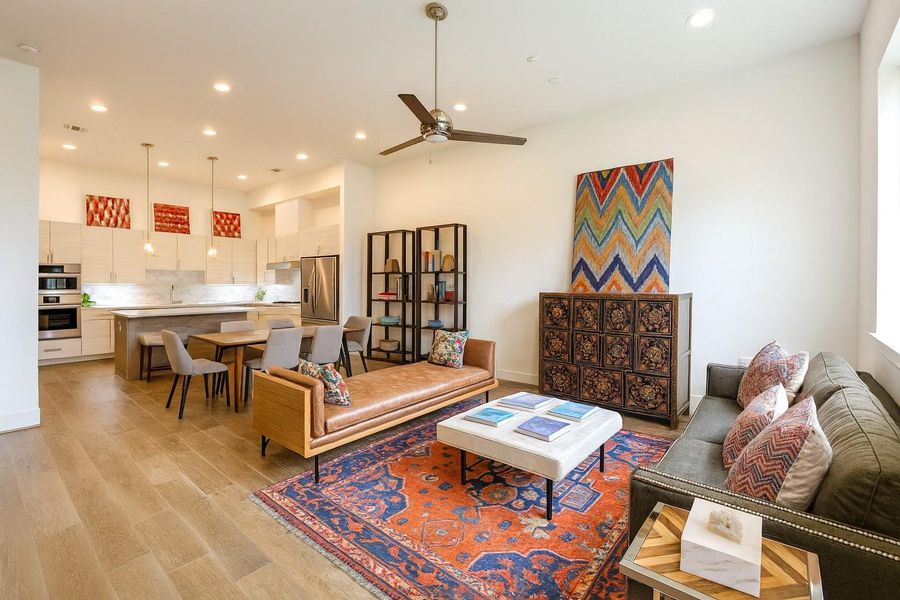 Want Openness - 12 FT Soaring Living Room Ceilings (pic was virtually staged with Fridge added in the pic) Want Openness - 12 FT Soaring Living Room Ceilings (pic was virtually staged with Fridge added in the pic)