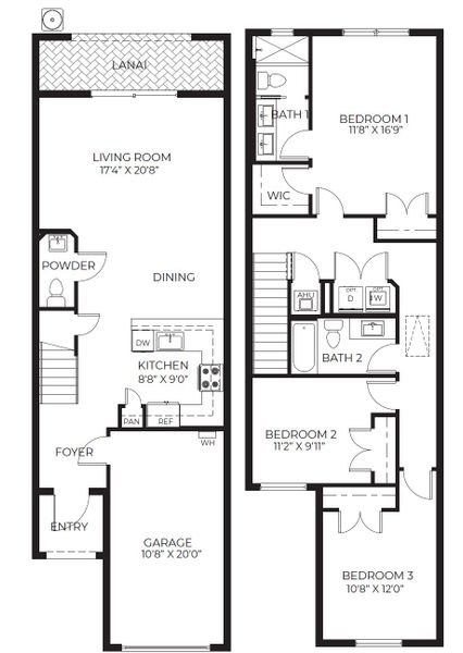 2D floor plan layout for the Waverly by D.R. Horton in Lakeside Landing, Royal Palm Beach, FL (Image 5).