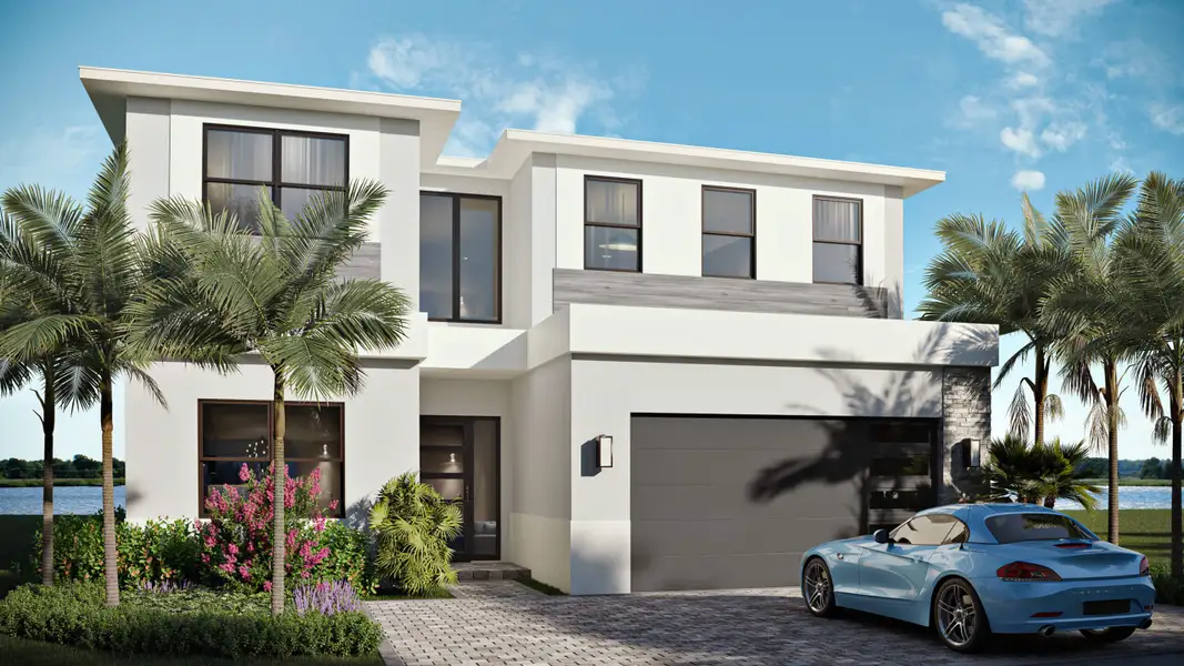 Front exterior of a new home in Solana Bay at Avenir, Palm Beach Gardens, FL, highlighting curb appeal (Image 9).